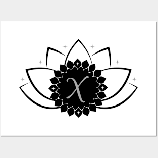 X - Lotus Flower Monogram Posters and Art